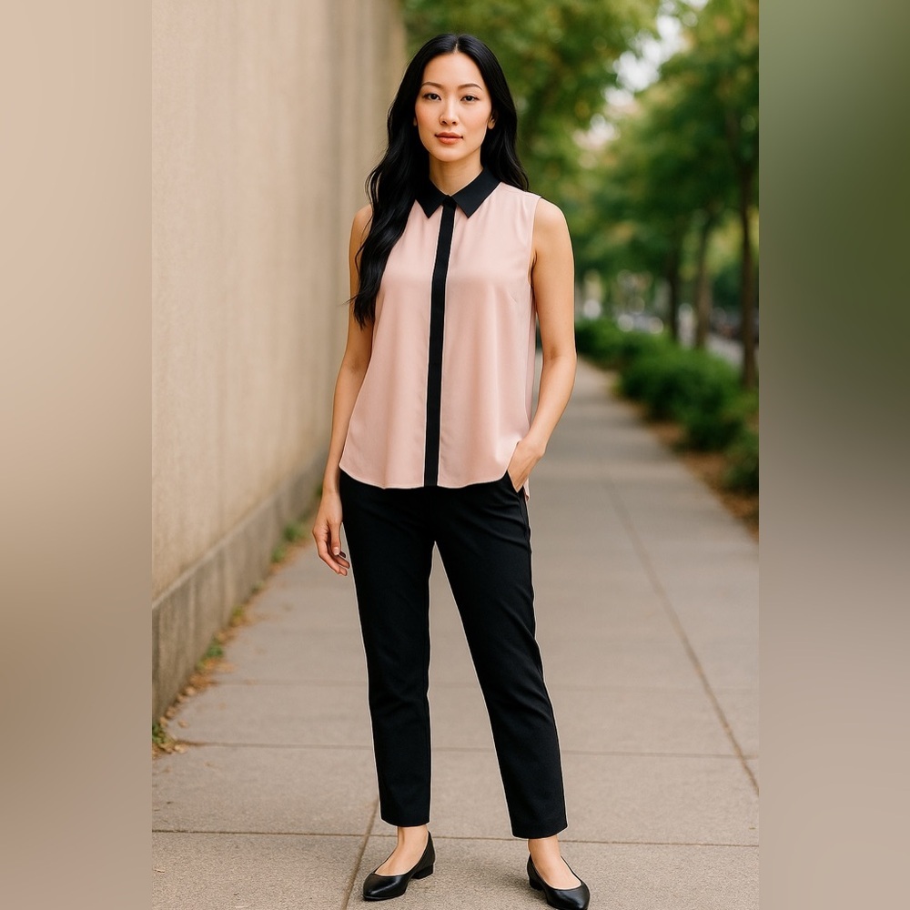 Joseph Ribkoff, Silky, Powder Pink/Off-White/Black Blouse